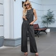 thumbnail image 2 of Women'S Two Piece Denim Suits Sleeveless Denim Vest Wide Leg Jeans Wide Leg Pants Clothing Black & Gray Suit XL, 2 of 7