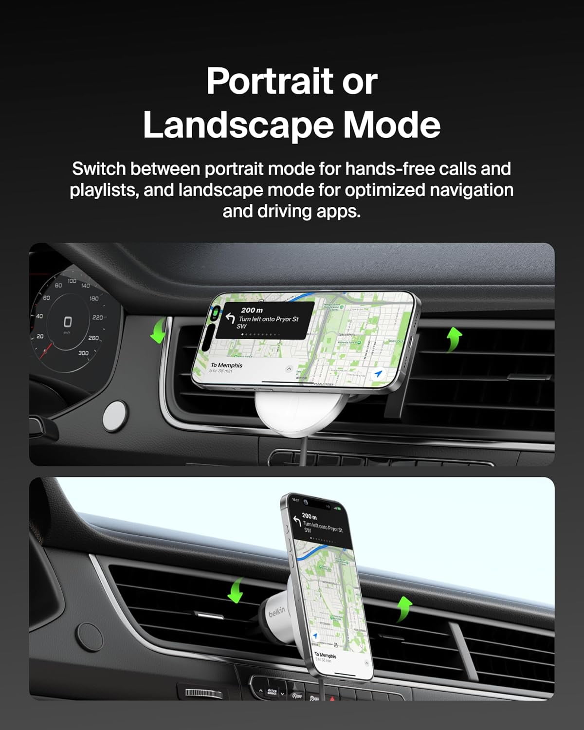 Open Box Belkin Wireless Car Charger 15W - MagSafe-Compatible Magnetic iPhone Charger - Qi2 Wireless Charger, Magnetic Car Vent Phone Mount for iPhone 16, iPhone 15, iPhone 14, 13, 12 Series - Grey