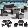 thumbnail image 4 of ASJMR 7 Pieces Wicker Patio Furniture Set With Gas Fire Pit Table,Outdoor Rattan Sectional Sofa Conversation Set With Cushions & Coffee Table,Black, 4 of 10