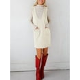 thumbnail image 6 of Women'S V Neck Sleeveless Knitted Solid Short Sweater Dress with Pockets  XL, 6 of 8