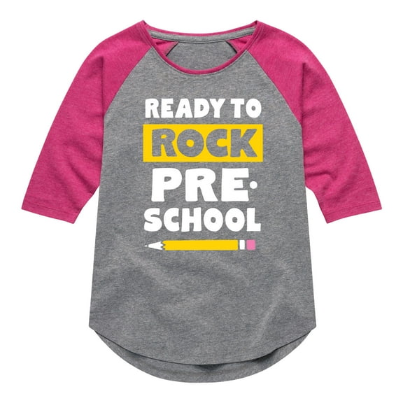 Instant Message - Ready to Rock Preschool - Toddler And Youth Girls Raglan Graphic T-Shirt