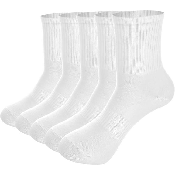 5 Pairs Womens White Socks Size 4-7 Comfortable Ladies Socks Soft Crew Socks for All Day Any Occasion Women’s Socks for Work Home Sports Running Athletic Socks Walking Gym Ladies Cotton Socks for any