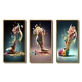 thumbnail image 2 of Designart "Azure Floral Stilettos II" Fashion Framed Wall Art Set Of 3 - Blue Glam Frame Gallery Wall Set For Home Decor, 2 of 6