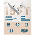 thumbnail image 2 of Cable de extensión DEWENWILS, enchufe plano de 15 pies, 13 A/125 V/1625 W, blanco, 2 of 7