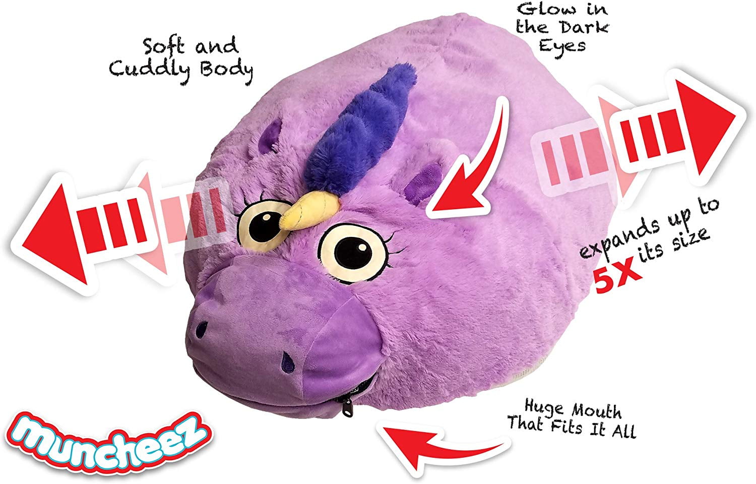Muncheez Cuddly Animal Toy Organizer Storage Pillow for Children Purple Unicorn for sale online 