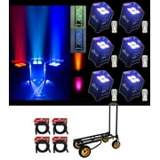 (6) Chauvet DJ Freedom Par Quad 4 Wireless Rechargeable Wash Lights+Cables+Cart