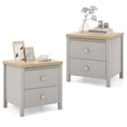 thumbnail image 1 of Gymax 2 PCS Nightstand Farmhouse Side End Table w/ Solid Wood Legs & 2 Drawers Gray, 1 of 8