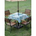 thumbnail image 4 of Outdoor Tablecloth with Umbrella Hole for Patio/Picnic/Party/Camping, Coastal Coral Starfish Waterproof Table Cloth Square Cover Washable, Watercolor Ocean Botanical Teal Blue (60"x 60"), 4 of 9
