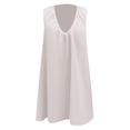 thumbnail image 4 of Women U Neck Ruched Mini Dress Sleeveless Short Summer Party Dress with Side Pockets,White,M, 4 of 4