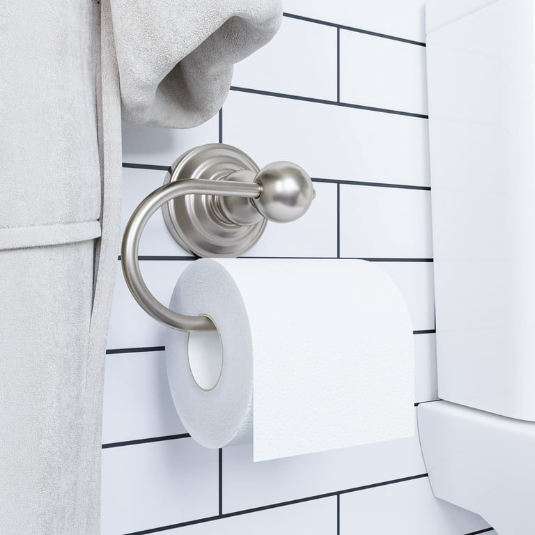 Style Selections Brushed Nickel Wall Mount Single Post Toilet Paper Holder  in the Toilet Paper Holders department at