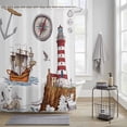 thumbnail image 4 of Ocean Lighthouse Seagull Shower Curtains for Bathroom, Vintage Nautical Sailboat Compass Shell Anchor Washable Fabric Shower Curtain with Hooks Waterproof Bathroom Decor Sets, 66 x 72 Inches, 4 of 9