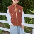 thumbnail image 5 of bbymog Fall Winter Fleece Vest Jacket for Boys and Girls Sleeveless Stand Collar Girls Jackets with Zipper Girls' Outerwear Jackets & Coats Coffee-1 14 Years, 5 of 6