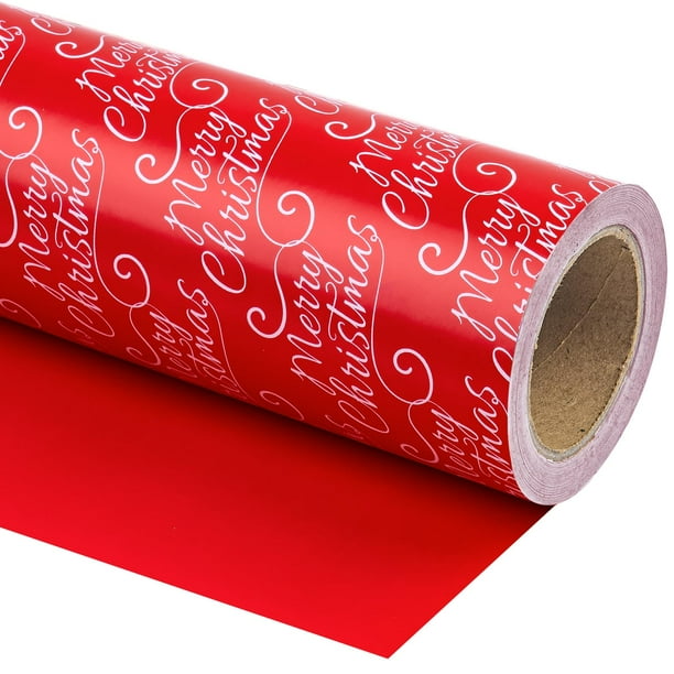Papel de regalo navideño WRAPAHOLIC, reversible, rojo, 5 m