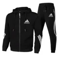 thumbnail image 2 of Primavera otoño simplicidad moda chaqueta de traje para hombres ropa deportiva Casual pantalones con capucha para hombres 2 piezas sudadera con cremallera deportes para correr, 2 of 5