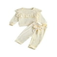 thumbnail image 1 of Newborn Baby Girls 2Pcs Outfits Ruffle Pullovers Tops Bow Long Pants Clothes Sets, 1 of 6