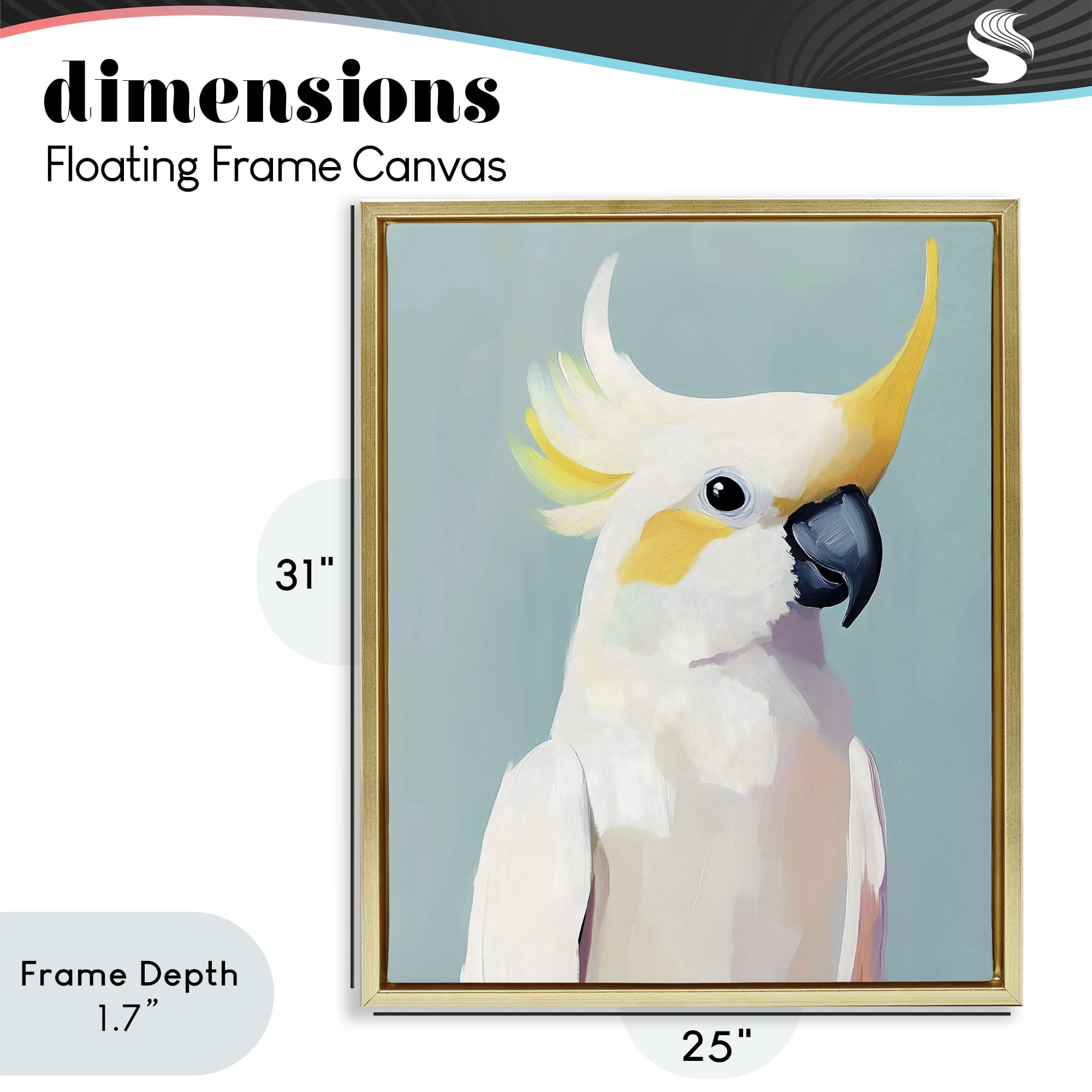 Stupell Industries Yellow Crested Cockatoo Gold Framed Floater Canvas Wall Art, design by The Prints Vibe