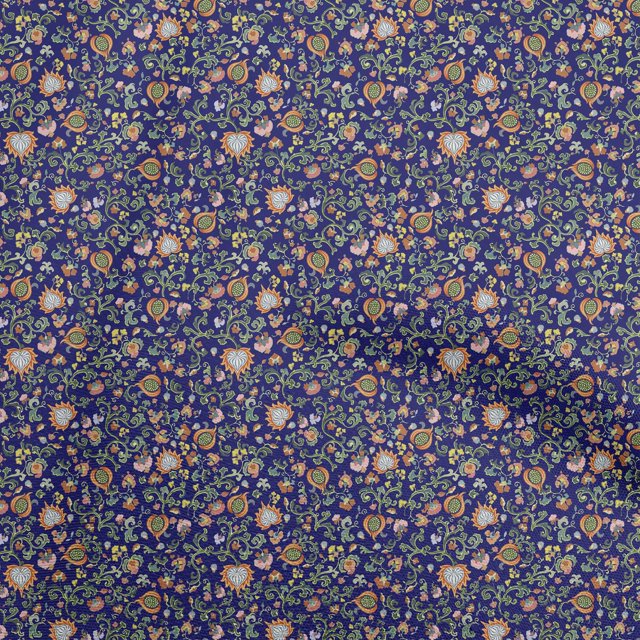 oneOone Polyester Spandex Navy Blue Fabric Asian Suzani Craft Projects Decor Fabric Printed By The Yard 56 Inch Wide