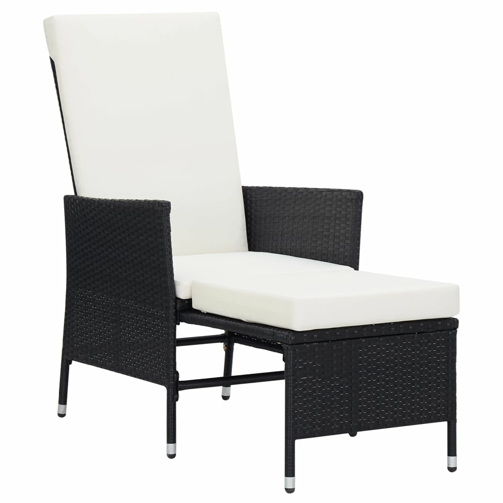 Reclining Patio Chair with Cushions Poly Rattan Black - image 2 of 7