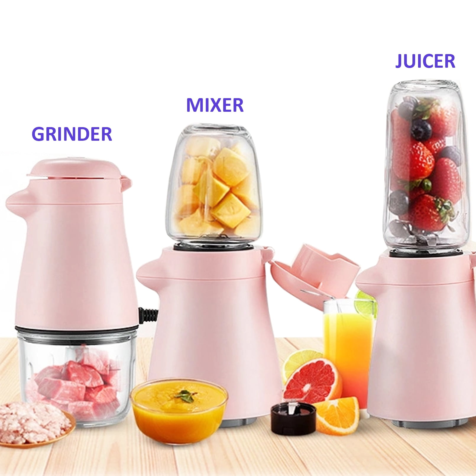 Portable 300W Electric Personal Blender Baby Food Mixer Milkshake Juicer Meat Grinder Unbranded, Pink