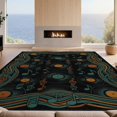 thumbnail image 2 of Design&I 8'x10' Washable Area Rug Extra Large Skid-Resistant Low Profile Wet Funky Vinyl Treble Cd Clef Disc Motif Wavy Frame Tapete Redondo for Living Room, Family, 2 of 7