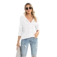 thumbnail image 1 of Newway Autumn Women Hollow Out Cardigan Coat Top Streetwear Shirt V Neck Knitted Sweater Solid color long Sleeve V neck, 1 of 6