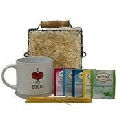 Sade's Gifts Farmhouse Tea Gift Set for Mom - Includes 17 oz Ceramic Mug, 10 Herbal Twinings Teas and All Natural Honey Straws. Great for Mother's Day, Birthdays or Christmas.