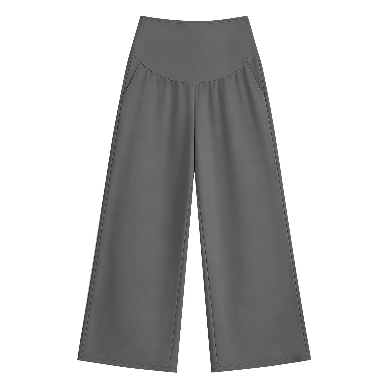 Women's Maternity Yoga Dress Pants Over the Belly Stretchy Lounge Work Pregnancy Straight Leg Trousers with Pockets