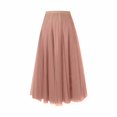 thumbnail image 4 of Beshee Maxi Skirt Women's Skirts Women's Pleated Skirt Mesh Skirt Fairy Skirt Mid Length Long Skirt Dance Skirt, Skirts for Women Khaki L, 4 of 4