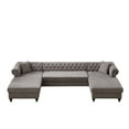 thumbnail image 3 of Modern Chenille U-shaped , 135.5", Pull Point Style, 2 Chaise Longue Seats, Pillows, Wooden Feet For Projection Room 3 Piece With Two Seats & Foam Filler - Living Room, Bedroom, Lounge Grey, 3 of 6