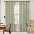 thumbnail image 4 of Sage Green Kitchen Curtains 84 Inch Length, Geometric Flower Leaf Diamond Plaid Retro Grommet Top Bedroom Living Room Curtains, Light Filtering Cafe Curtain Drapes 2 Panels Set 84''x84'', 4 of 9