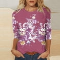 thumbnail image 1 of DPTALR Blouse Ample à Manches Trois-Quarts Col Rond Rétro Imprimé de Pâques pour Femmes, 1 of 4