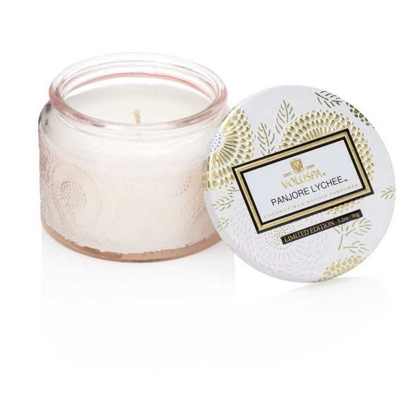 Voluspa Petite Panjore Lychee Glass Jar Candle, 3.2 Ounce