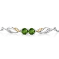 thumbnail image 2 of Gem Stone King 1.02 Ct Round Green Chrome Diopside 925 Silver and 10K Yellow Gold Lab Grown Diamond Bracelet for Women, 2 of 3