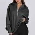thumbnail image 6 of YUGYXL Half Zipper Hoodies for Women Drop Shoulders Long Sleeve Pullover Solid Color Holiday Sweatshirts Gray XXL, 6 of 8