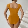 thumbnail image 2 of Aayomet High Cut One Piece Swimsuit Ruffled One Piece Swimsuit V Neck Swimwear Cut Out Back Bathing Suit,Yellow M, 2 of 5
