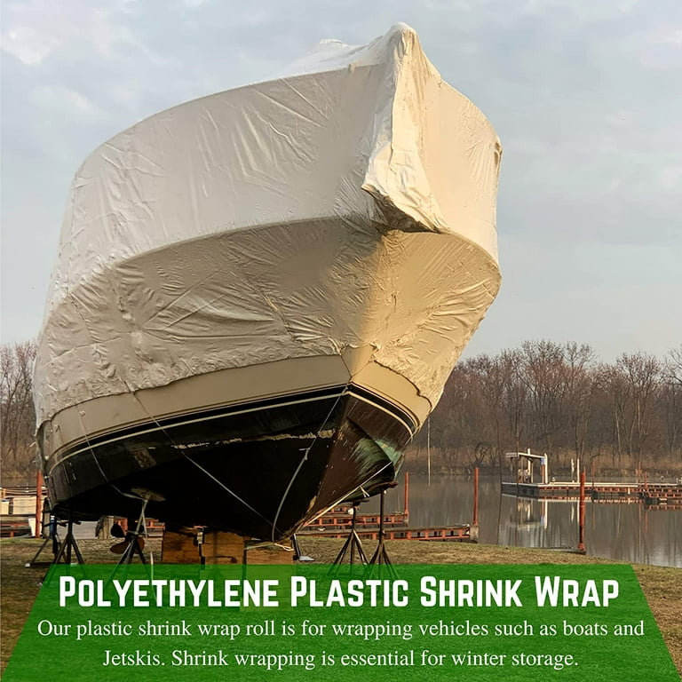 Farm Plastic Supply - Polyethylene Plastic Shrink Wrap - 7 mil (20' x 50')  - Boat Shrink Film for use with Heat Gun, Industrial Shrink Wrap, Shrink  Wrap Plastic Sheeting for Protection
