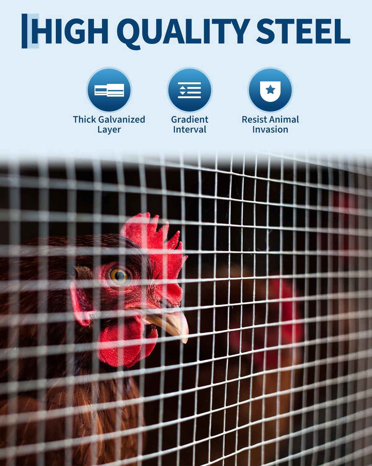 1/2 inch Hardware Cloth, 48 in x 100 ft Galvanized Wire Mesh Roll, 19GA Chicken Wire Fence Roll, Metal Wire Mesh for Chicken Coop Barrier, Rabbit Snake Fences, Poultry Enclosures, Animal Netting