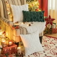 thumbnail image 5 of Taibuwu Set of 2 Dark Green Throw Pillow Covers Christmas Tree Decorative Pillowcases 20x20 Inch Soft Plush Faux Wool Farmhouse Couch Pillows for Sofa Livingroom Bed for Home Decors, 5 of 6