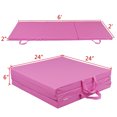 thumbnail image 3 of 6' x 2' Tri-Fold Portable Folding Exercise Gym Mat Extra Thick Foam Gymnastics Mat Aerobics Yoga Martial Arts Stretching Core Workouts With Carrying Handle,Pink, 3 of 14