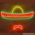 thumbnail image 2 of Glowneon Sombrero Neon Sign, Sombrero Led Sign, Cool Mexican Wall Art, Mexico Shop Decor, 2 of 5