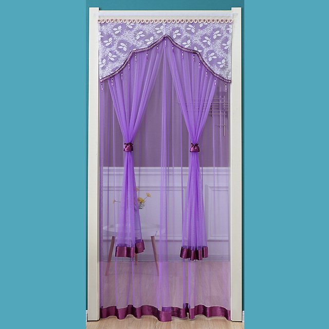 Punch-Free Mosquito Screen Door Curtain, Breathable Bedroom Partition Curtain, Double Layer Lace Embroidered Door Curtain