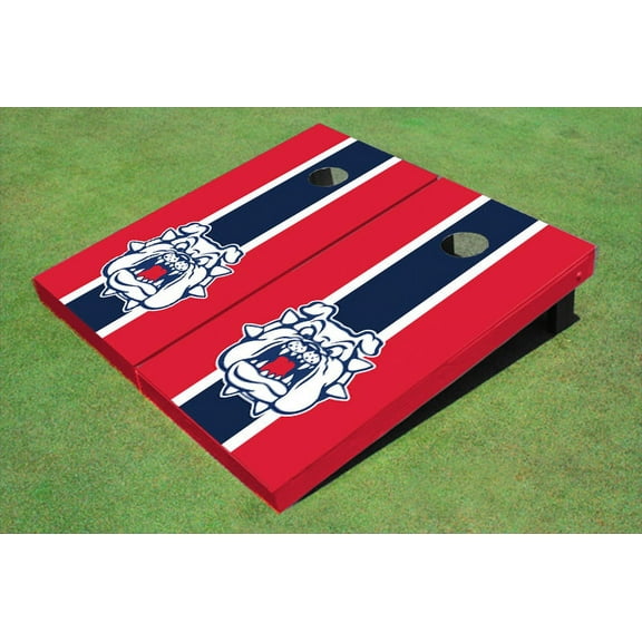 Fresno State Bulldog 'Dog Face' Navy Blue And Red Matching Long Stripe Cornhole Boards
