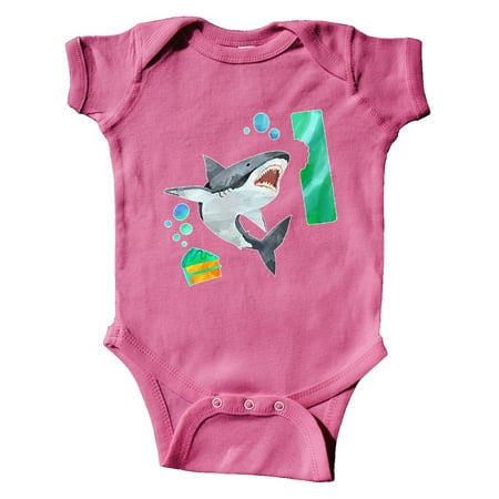

Inktastic First Birthday Shark with Cake Gift Baby Boy or Baby Girl Bodysuit