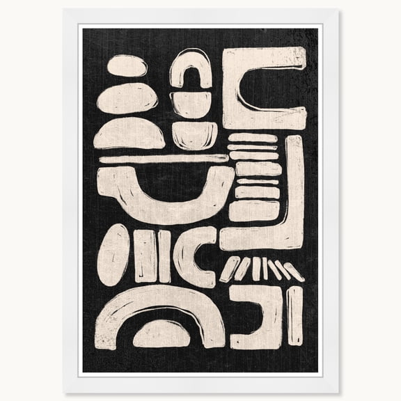 Wynwood Studio Abstract Construct Framed Boho Minimalist Abstract Prints, 15 " x 21 ", White Satin Flat Frame