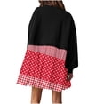 thumbnail image 3 of IROINNID Women's Large Size Long Lantern Sleeve Short Dress Crewneck Tie Waist Knit Cocktail Dress, 3 of 5