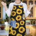 thumbnail image 6 of Black Yellow Sunflower Pattern Apron-Garden Aprons for Women with Pockets-Cotton Linen Waterproof Kitchen Cooking Gardening Aprons Adjustable for Kitchen,Cooking,BBQ and Salon 33x27 Inch, 6 of 7