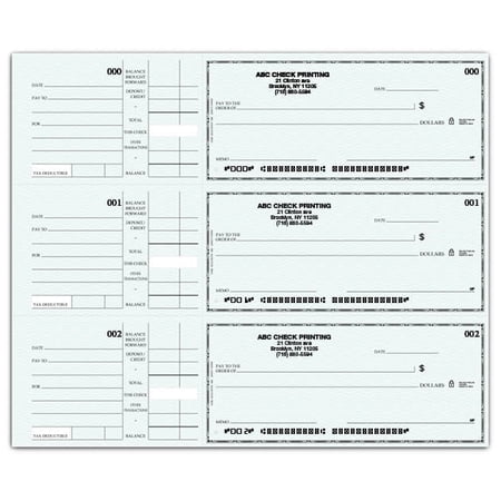 ABC Compact Size Checks, 3-On-A-Page with Side-Tear Vouchers (Blue Safety, 250)