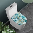 thumbnail image 2 of ZIATUBLES Toilet Seat Lid Cover Breathable Stretch Fabric Toilet Lid Cover Washable Soft Bathroom Decor Fits Most Size Toilet Lids for Home Accessories, Aqua Golden Marble, 2 of 6