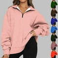 thumbnail image 7 of Womens Oversized Half Zip Pullover Basic Solid Color Long Sleeve Sweatshirt Quarter Zip Hoodie Sweater Teen Girls Fall Y2K Clothes Tops, 7 of 7