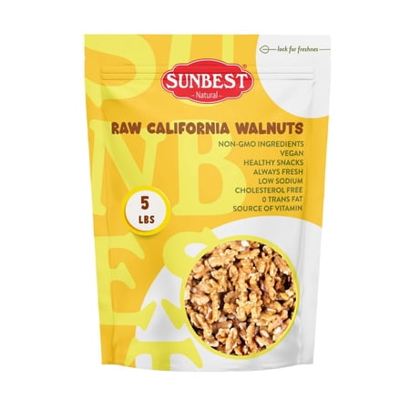 Walnuts, Halved, , 80 ounces (5 lbs) Distinct Superior to Organic | Packed with Healthy 3s | NonGMO | Vegan | Paleo | Keto | Kosher | Resealable bag for ness 5 lbs